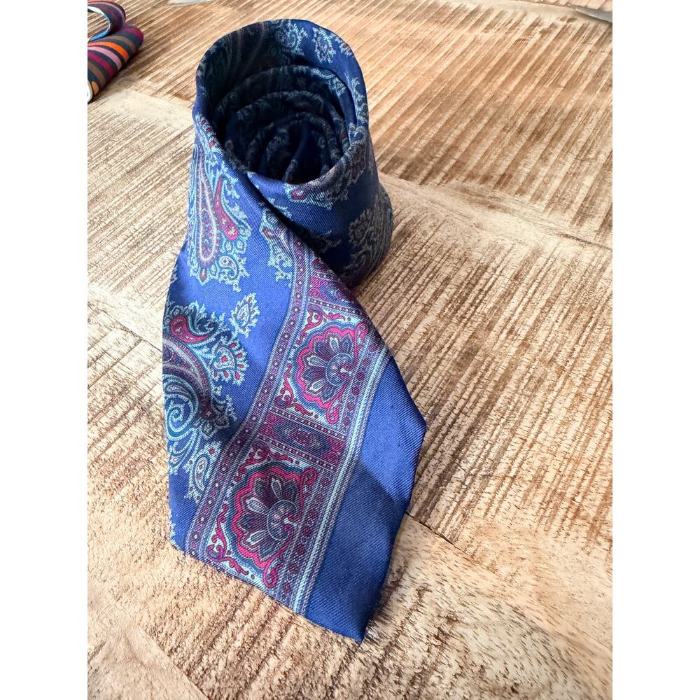 Britannia Paisley Silk Tie Blue Burgundy‎ Teal Classic Vintage